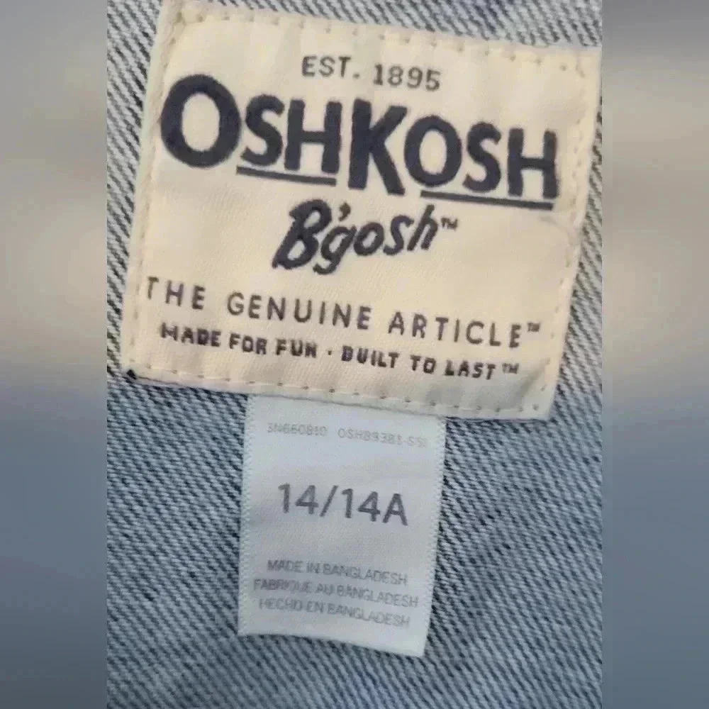 OshKosh B'gosh Classic 100% Cotton Trucker Blue denim Jean Jacket 14/14A